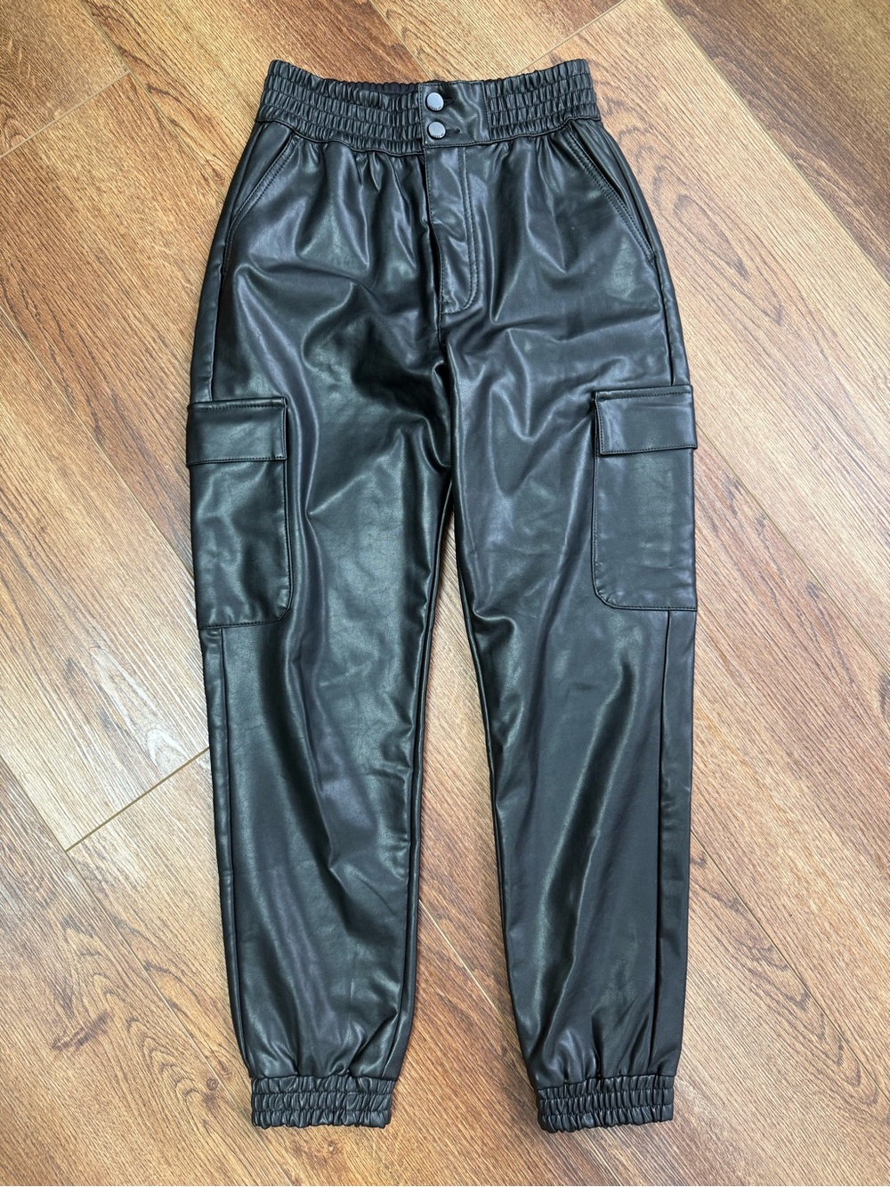 Abercrombie & Fitch faux leather cargo joggers